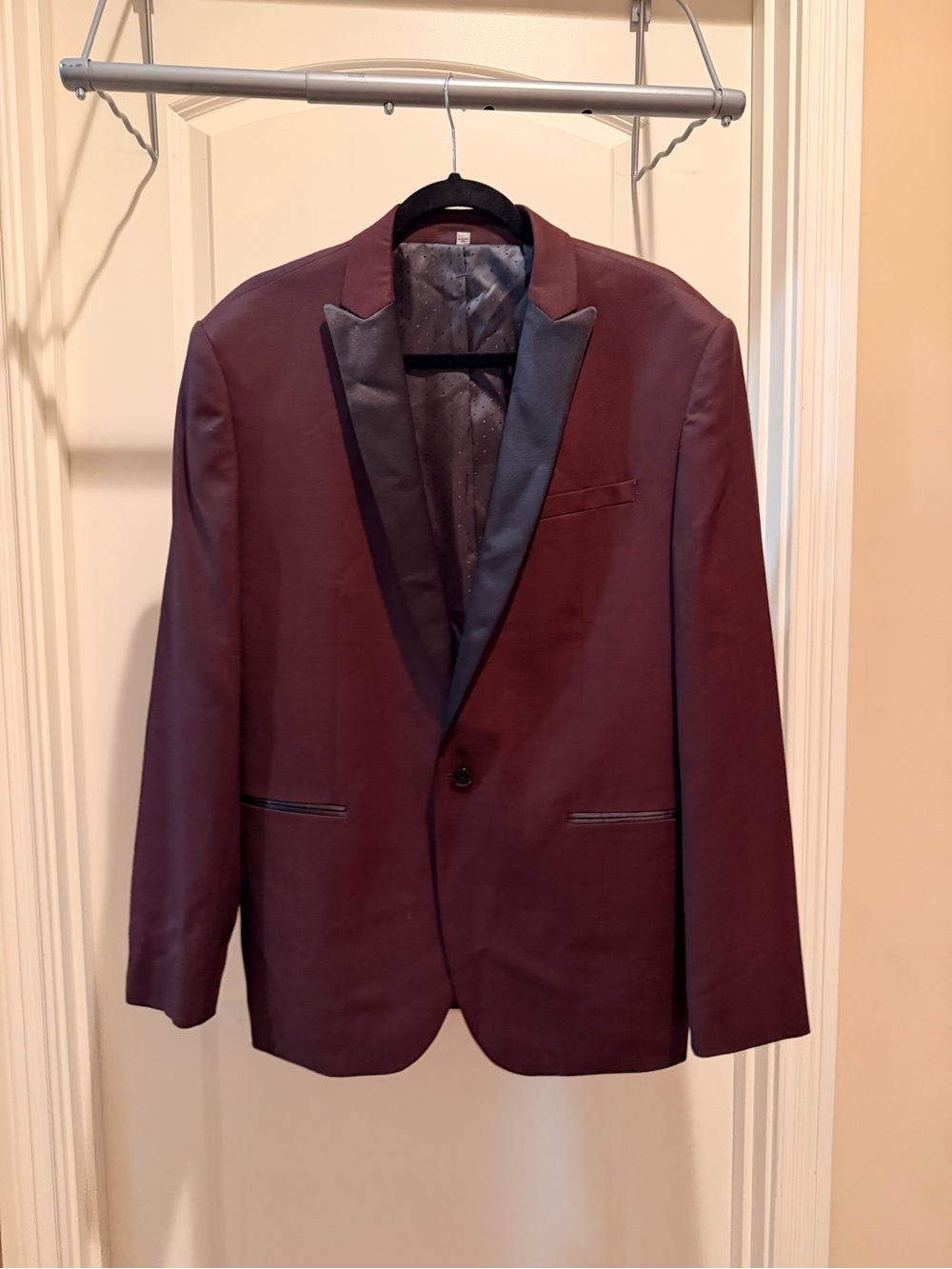 Express Men's Wine Blazer with Black Satin Lapel